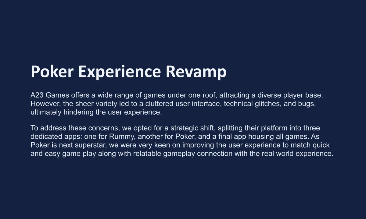 A23 Poker App Redesign Hero